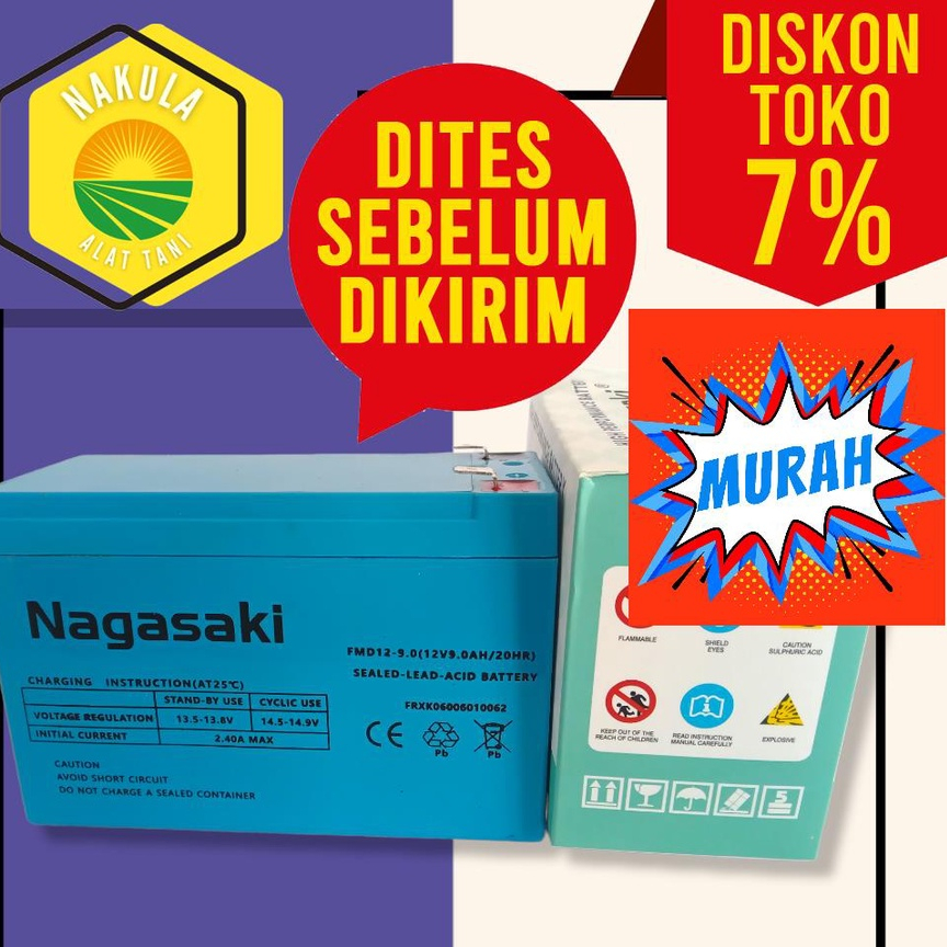 +TERBARU+ Aki Accu 12V 9Ah 15 x 6,4 x 9,9 cm Sprayer Elektrik Tangki Alat Semprot Nagasaki, Nagawa (