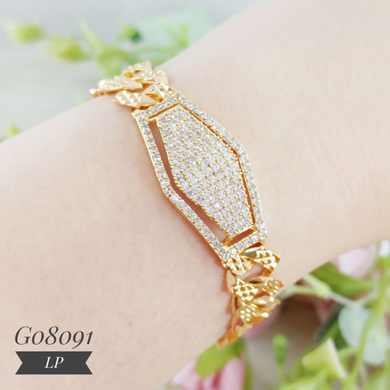 Gelang xuping rantai sisik naga Plat Hexagon Zircon G08091