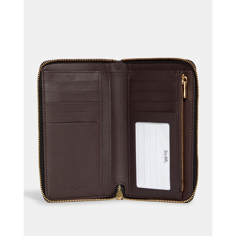 Coach Medium Id Zip Wallet With Diary Embroidery (C9104)