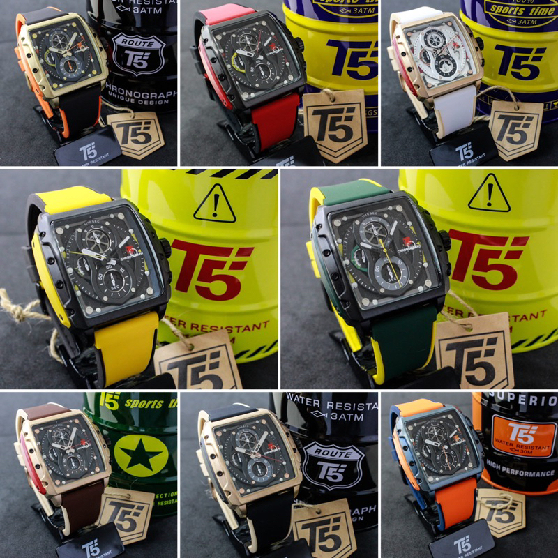 JAM TANGAN T5 PRIA CRONOGRAPH H3920/H 3920 RUBBER ORIGINAL