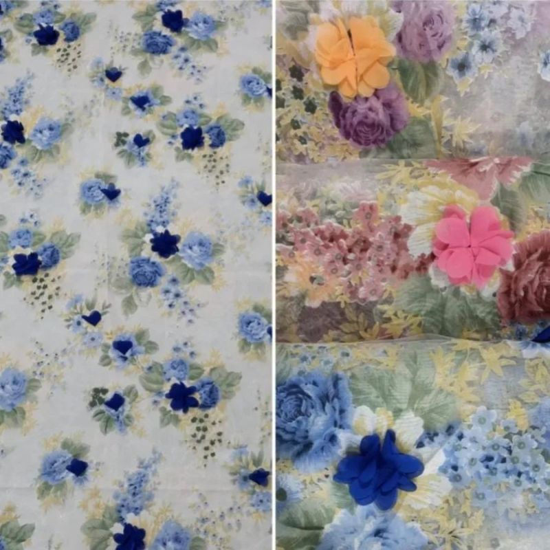 Kain Organza 3D Bunga Timbul