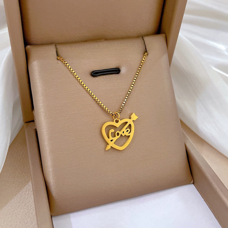 kalung cupid heart panah titanium cantik korea