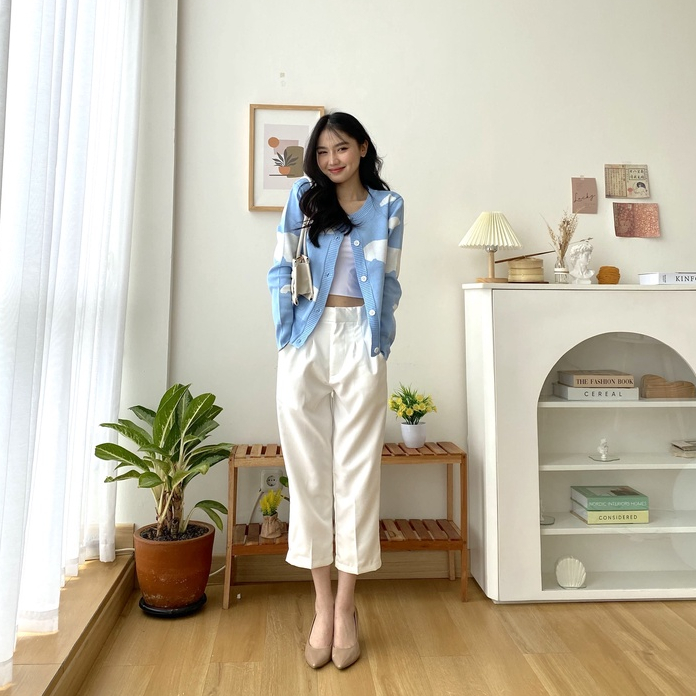 Hyosi High Waist Pants - Celana Basic Wanita Korea - Highwaist Pants - Celana Kantor / Casual - Petite Friendly