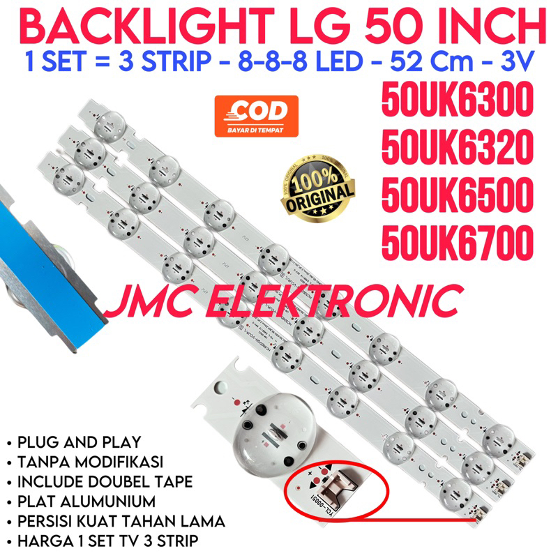 BACKLIGHT TV LED LG 50UK6300 50UK6320 50UK6500 50UK6540 50UK6700 50UK LAMPU BL 50 INC INCH 8K 8 K 6V