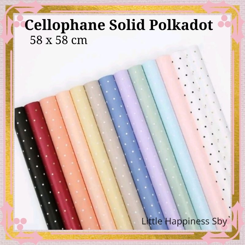 

Murah! (Ecer) Kertas wrapping buket bunga cellophane solid polkadot non transparant