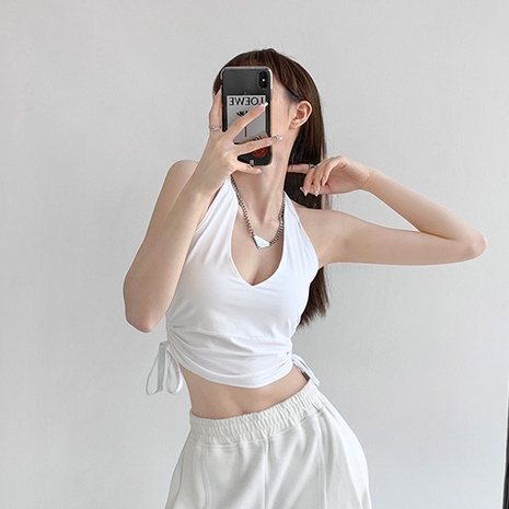 【MISSHONEY】V-Neck Sleeveless Side Drawstring Tank Tops  7098