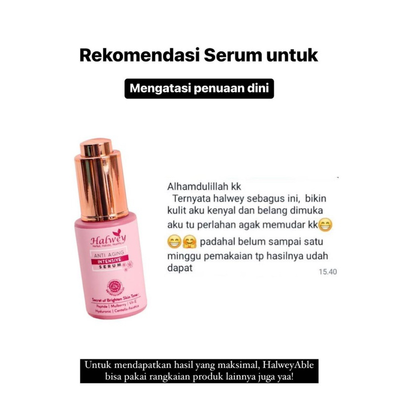 Anti Aging penuaan dini Intensive Serum Halwey Skincare indonesia Official Store