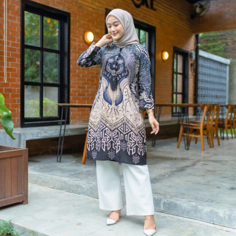 TUNIK BATIK MODEL KANCING DEPAN MODEL KEKINIAN