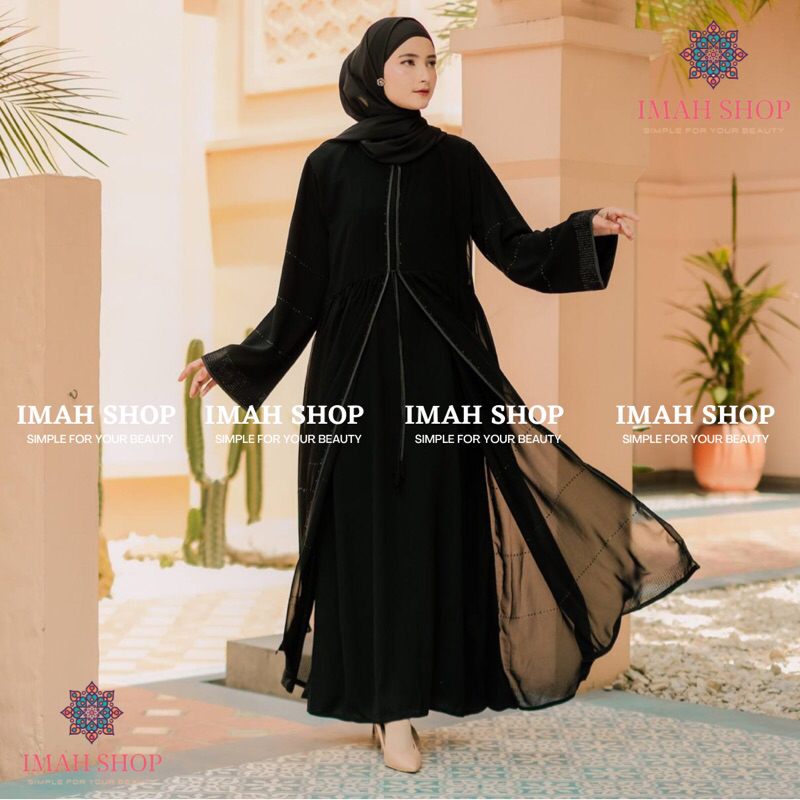 Gamis Turkey Abaya Haura Swarovski Dubai Gamis Saudi Dress Muslim Exclusive Imah Shop Busana Muslim Terbaru Murah Laris 857