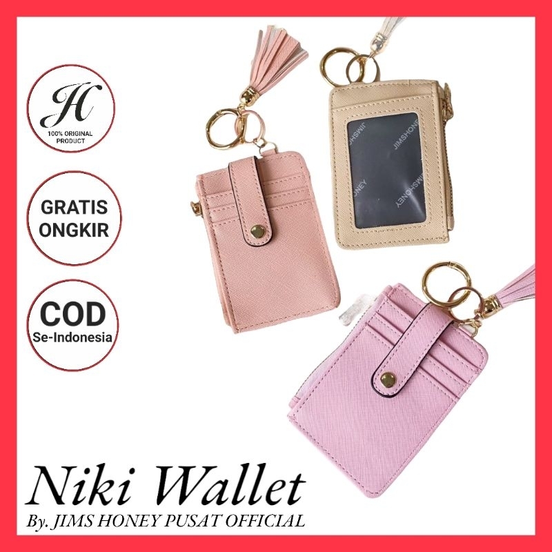 Dompet Kartu Murah Jimshoney Niki Wallet Folded Zipper Card Holder / Gantungan Kunci Tas Keychain Dompet Jims Honey Original