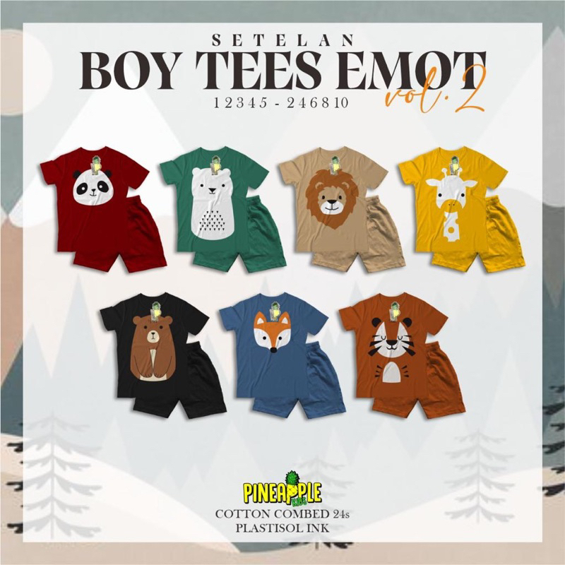 Setelan Anak Boy Tees Emot ED. 2 Pineapple Kids 2-10 Tahun Original Super Premium