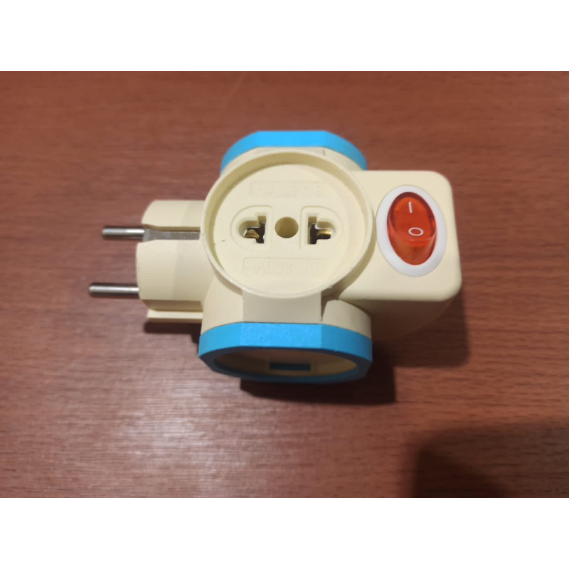 Steker T Listrik 4 cabang tombol switch ON OFF SNI colokan cabang multi electricity Switch