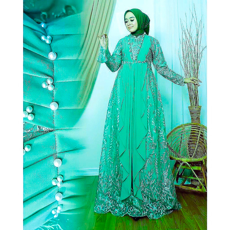 Gamis Rania Kebaya Brukat Premium Terbaru Baju Wanita Jumbo Seragam Pesta Mewah Modern