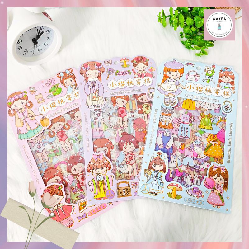 

Sticker DIY Beautiful Little Cherries Isi 8 Lembar CYF Kelinci Anti Air Cute Pattern