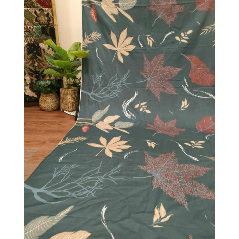 TERLARIS!!! KAIN BATIK LAWEYAN SOLO DAUN ECOPRINT HIJAU KODE 147