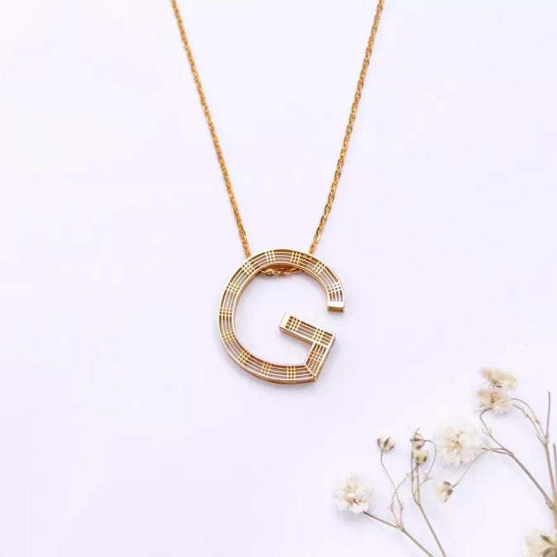 Kalung Emas Asli Huruf G N Alphabold Huruf kadar 700 dan 750