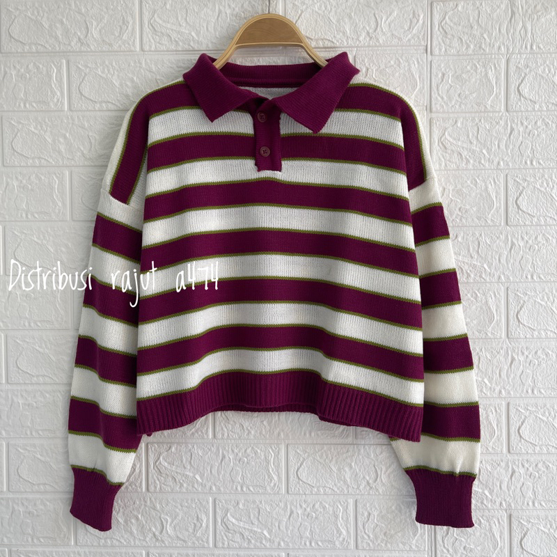 POLO SWEATER STARLA BLASTER BLOUSE STRIPPE LENGAN PANJANG-Asta magenta
