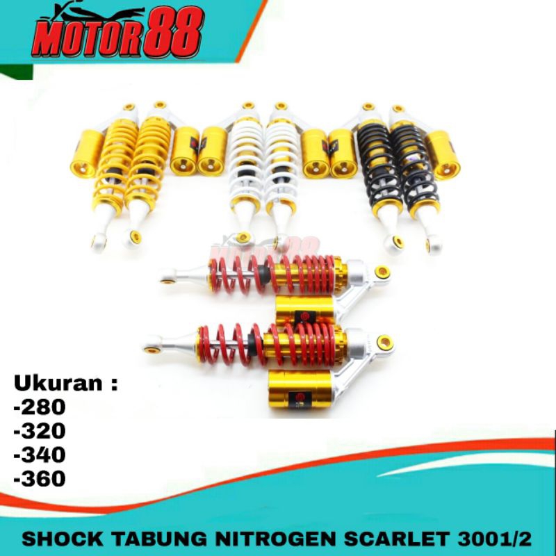 Shock Shockbreaker Sekok Sok Tabung Nitrogen Scarlet Racing 3001 UK 280 320 340