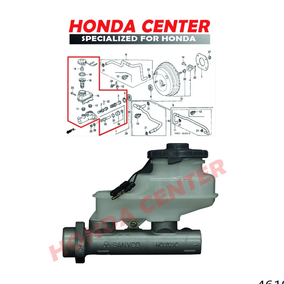 master sentral central rem brake master BM assy accord s84 vti vtil 1998 1999 2000 2001 2002 46100-S84