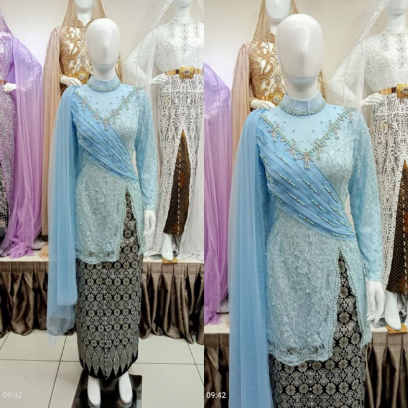 kebaya ibu besan panjang sedngkul ada Payet mutiara atasan ajah tapa rok/( size M  LD 95) size L LD 100)( size XL LD 110) size XXL LD 120 )