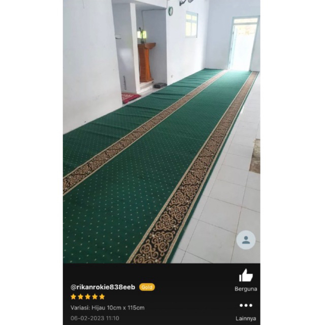 Karpet Sajadah Masjid 115cm Meteran Tebal Halus Lembut Mushola Custom (Harga per 10 Centimeter)