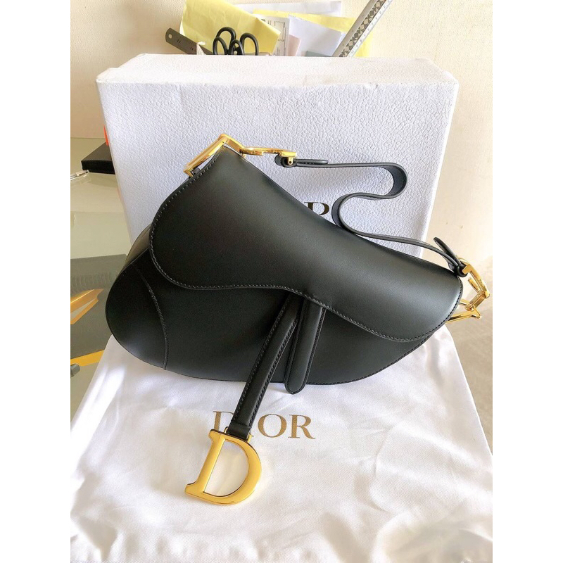 Dior saddle black medium smooth