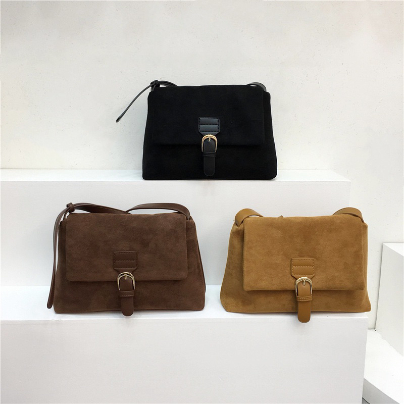 Tas Selempang Beludru Wanita Tas Cewek Retro Suede Messenger Bag GS 574