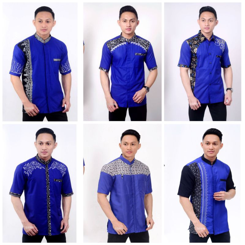 Bisa COD Baju Koko Pria Lengan Pendek Terbaru Batik Bordir Ukuran Dewasa // BAJU KOKO KEKINIAN WARNA BIRU MUDA //BAJU KOKO KOMBINASI BATIK BORDIR ini