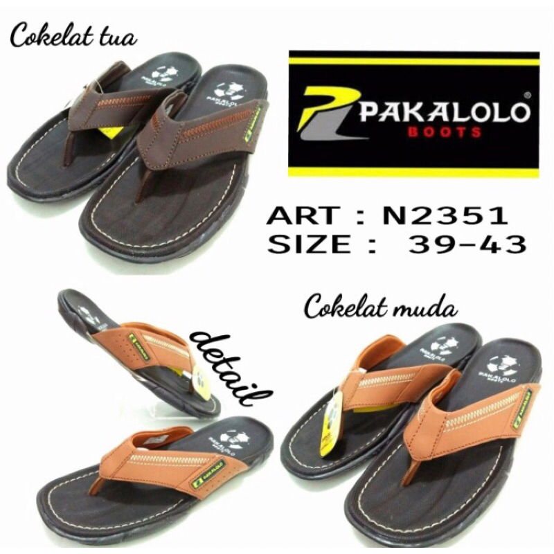 SANDAL JAPIT PRIA PAKALOLO N2351 COKELAT TUA DAN COKELAT MUDA 40-42 ORI