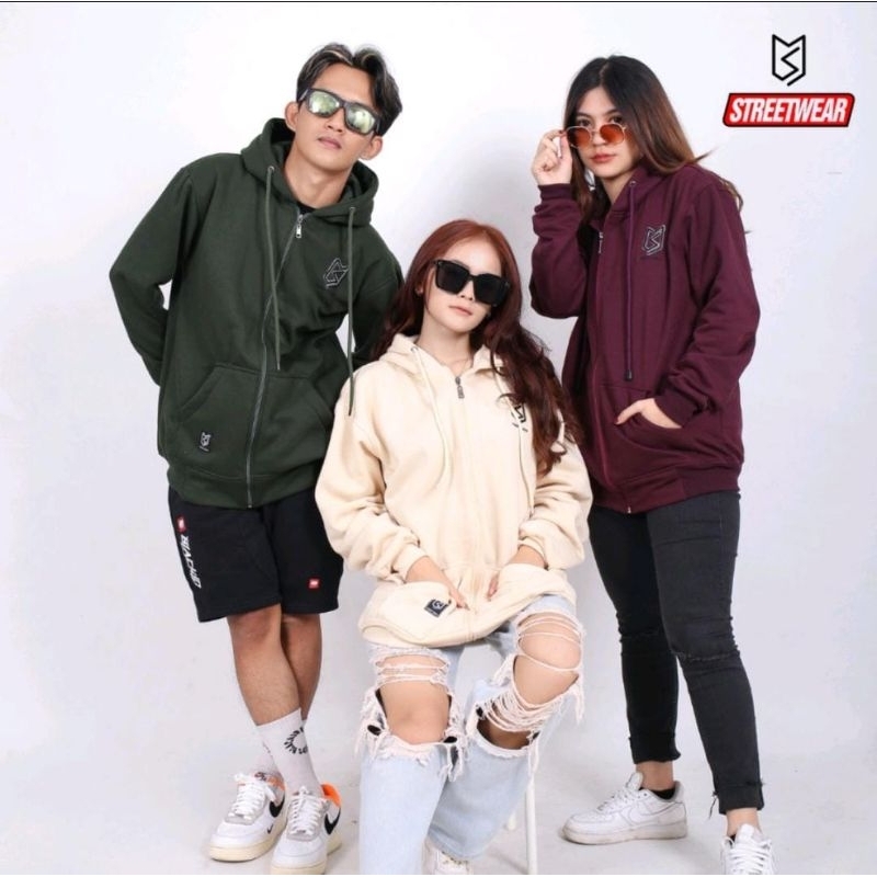 COD Hoodie Zipper MS StreetWear Sweater Switer Pria Wanita Remaja Dewasa Unisex Premium High Quality Logi Bordir Free Ongkir