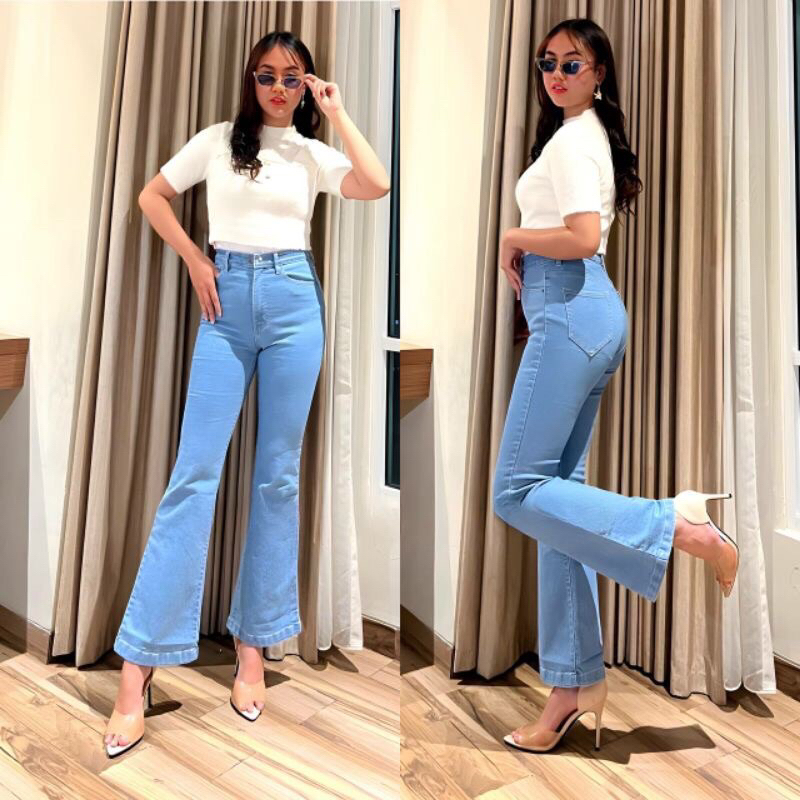 Highwaist Jeans Cutbray Loose Wanita