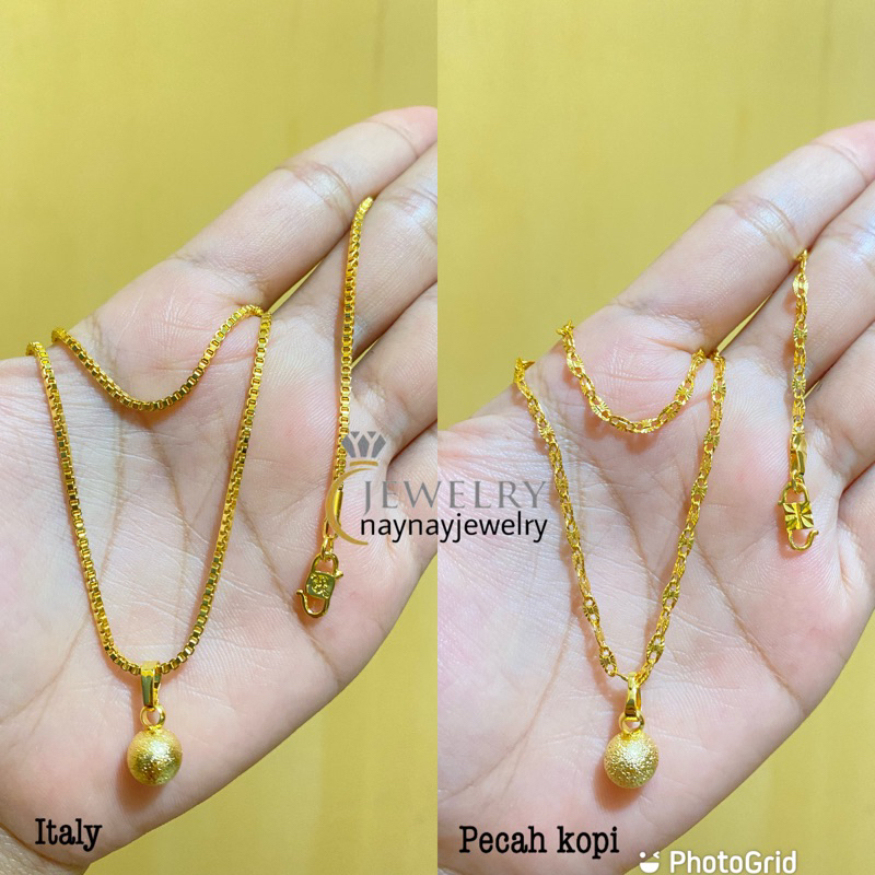 Kalung koin bulat pasir warna 24K