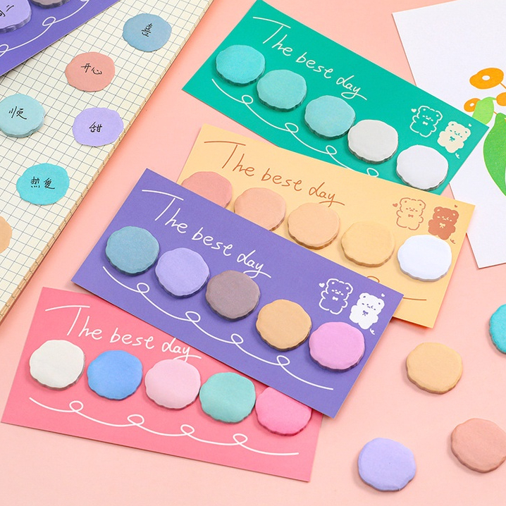 

[HARU] Round Index Sticky Notes School Office Cute Colourful Pembatas Buku Bulat Warna Warni