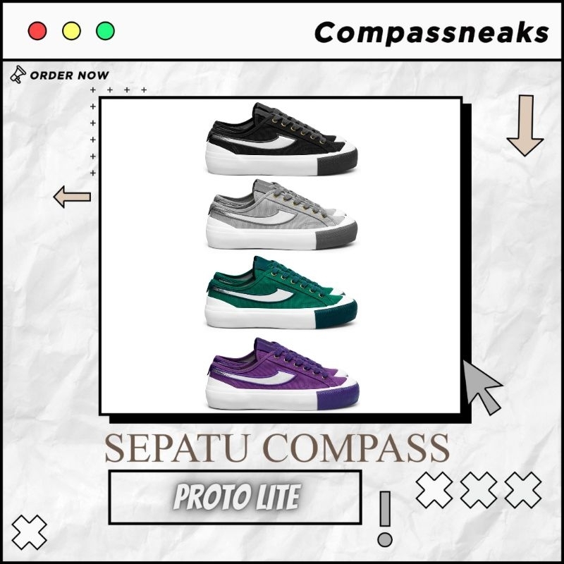 Sepatu Compass Proto Lite Low Black/Grey/Green/Purple