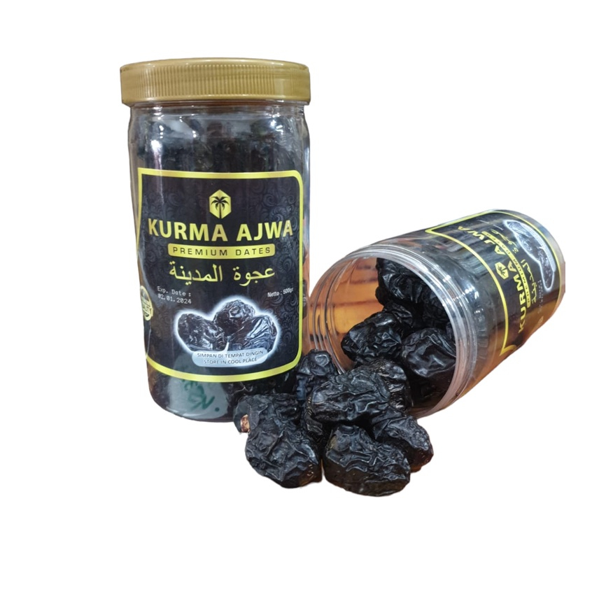 Kurma Ajwa 500gr Lembut Kemasan TOPLES TABUNG/Kurma Nabi Empuk 100% Asli Madinah Premium Exclusive