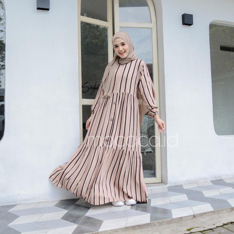 Gamis rumahan renda depan busui rayon premium - new salur chocolate