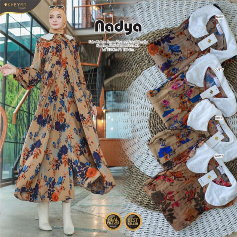 Nadya dress Wanita, Baju Muslim, Baju Murah