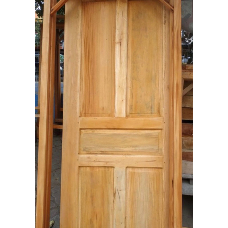 Daun Pintu dan Kusen Bahan Kayu Mahoni (LALAMOVE) Paket ekonomis.Free anti rayap