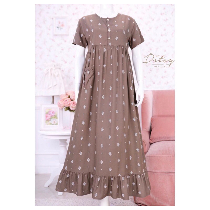 preloved vintage nightgown mukena ditsy amaia moka tree midnight