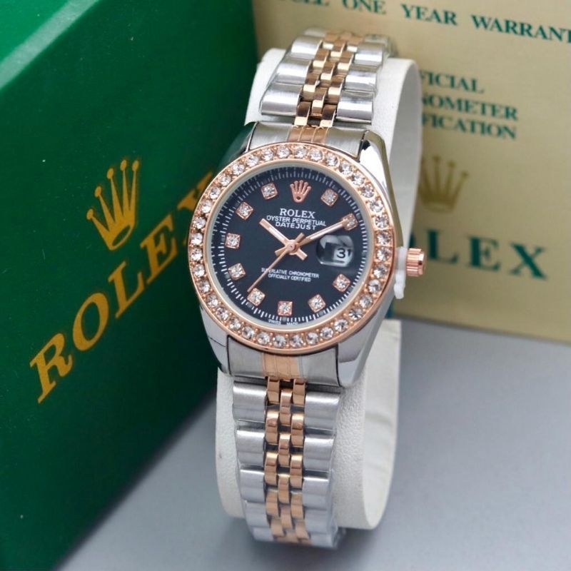 Premium/jam tangan wanita Stainles Rolex Tanggal Aktif Full set