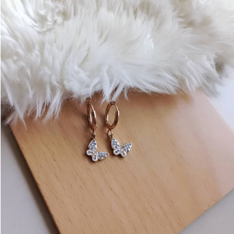 anting anak titanium anti karat PAPILIO + box alycia jewelry