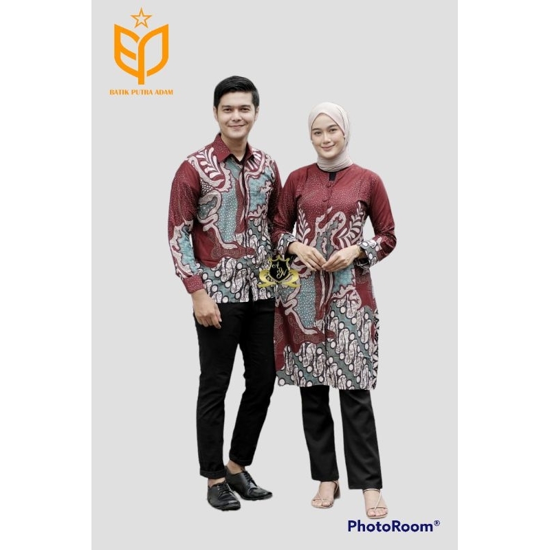 Batik couple tunik baju batik couple modern premium kancing depan full