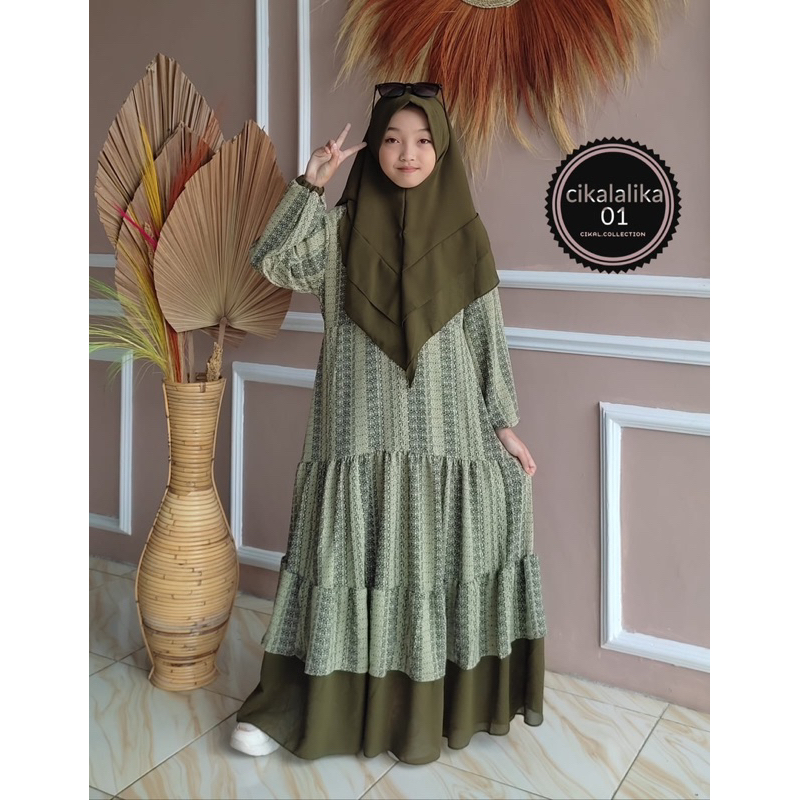 set gamis anak KRINGKEL SALUR mix ceruty armany