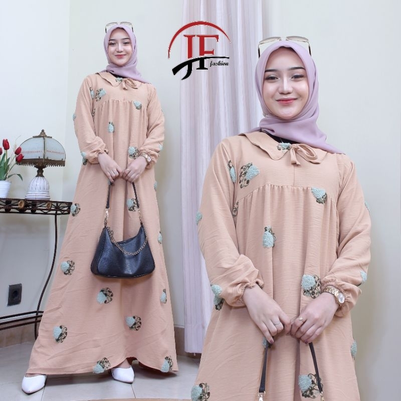 [ BISA COD ] GAMIS LENGAN PANJANG CRINCLE POMPOM / GAMIS KRINGKEL POM-POM PREMIUM MOTIF TIMBUL / BAJU MUSLIM TERBARU / GAMIS VIRAL