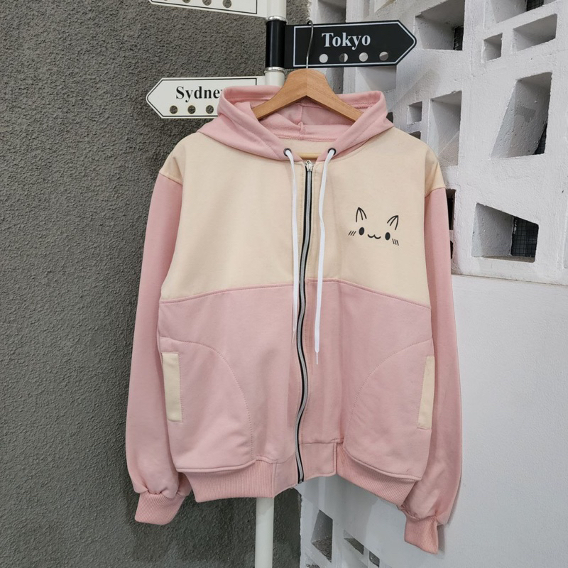 Sweater perempuan MOCHIO CAT ZIPPER