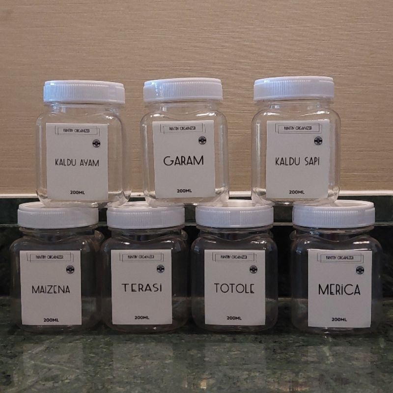 tempat bumbu/kitchen spice 200ml KECIL. FREE sendok/Spoon jar minimalist pantry organizer set/Kitche