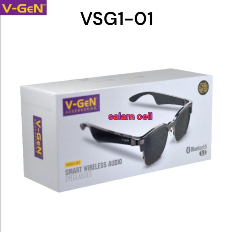 Kacamata Cerdas V-Gen VSG1 01 dengan Headphone Telinga SMART WIRELESS AUDIOEYEGLASSES Original Vgen