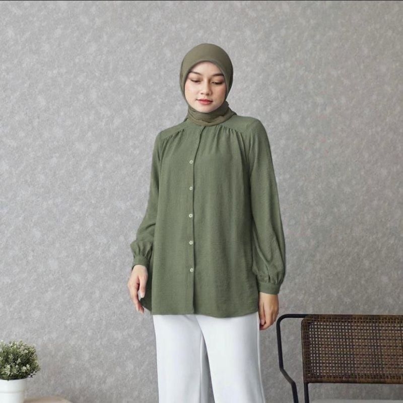 Alina Blouse Crinkle Airflow LD 120 Kemeja Cringkel Polos