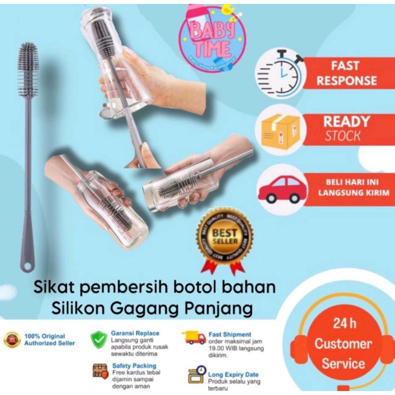 sikat pembersih botol bahan Silikon Gagang Panjang