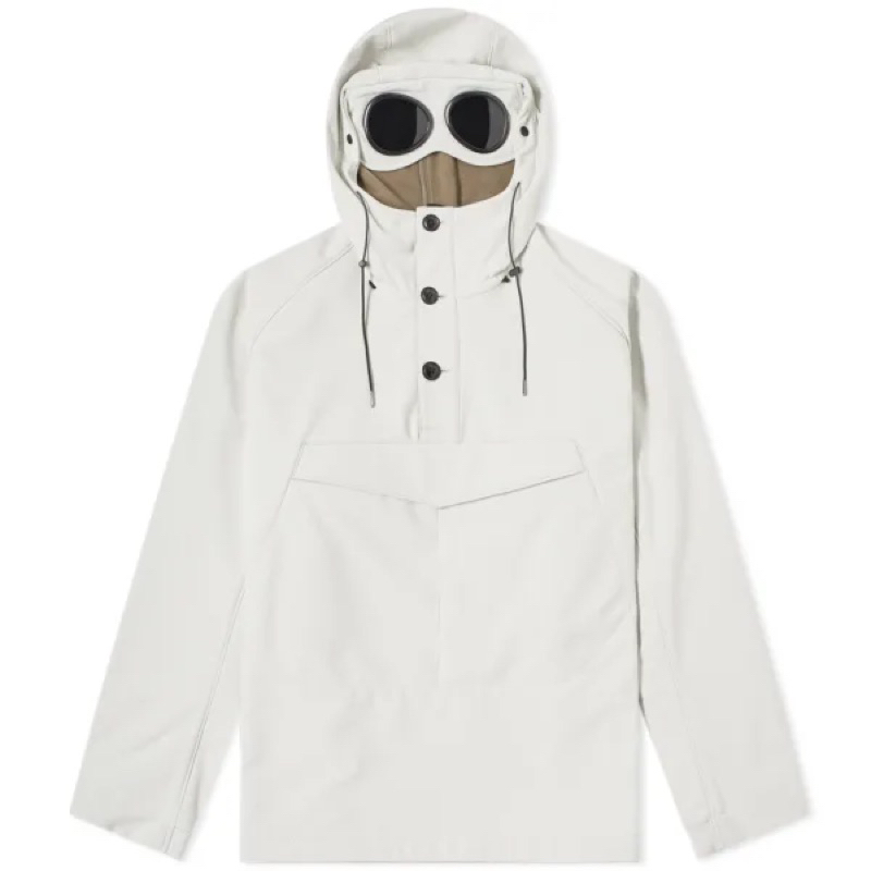 CP. Company Soft Shell Smock Goggle Jacket In Milk White